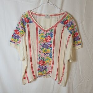 J.Marie Boho Floral Embroidered Women's Top